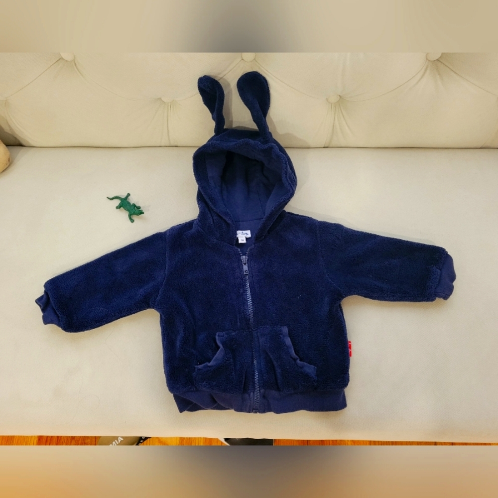Le Top Blue Zip Up Jacket With Ears 6M